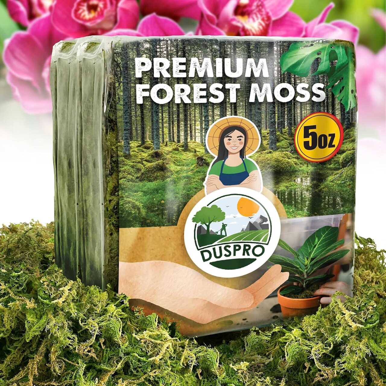 Dried Moss for Potted Plants, Forest Orchid Moss for Potting Mix, Sphagnum Potting Moss for Plants Indoor, Real Moss Soil Cover for Houseplant